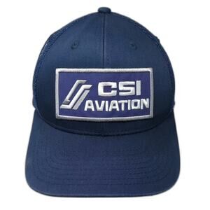 DECKY Trucker Hat Blue White Snapback OS CSI Aviation Mesh Embroidered Patch
